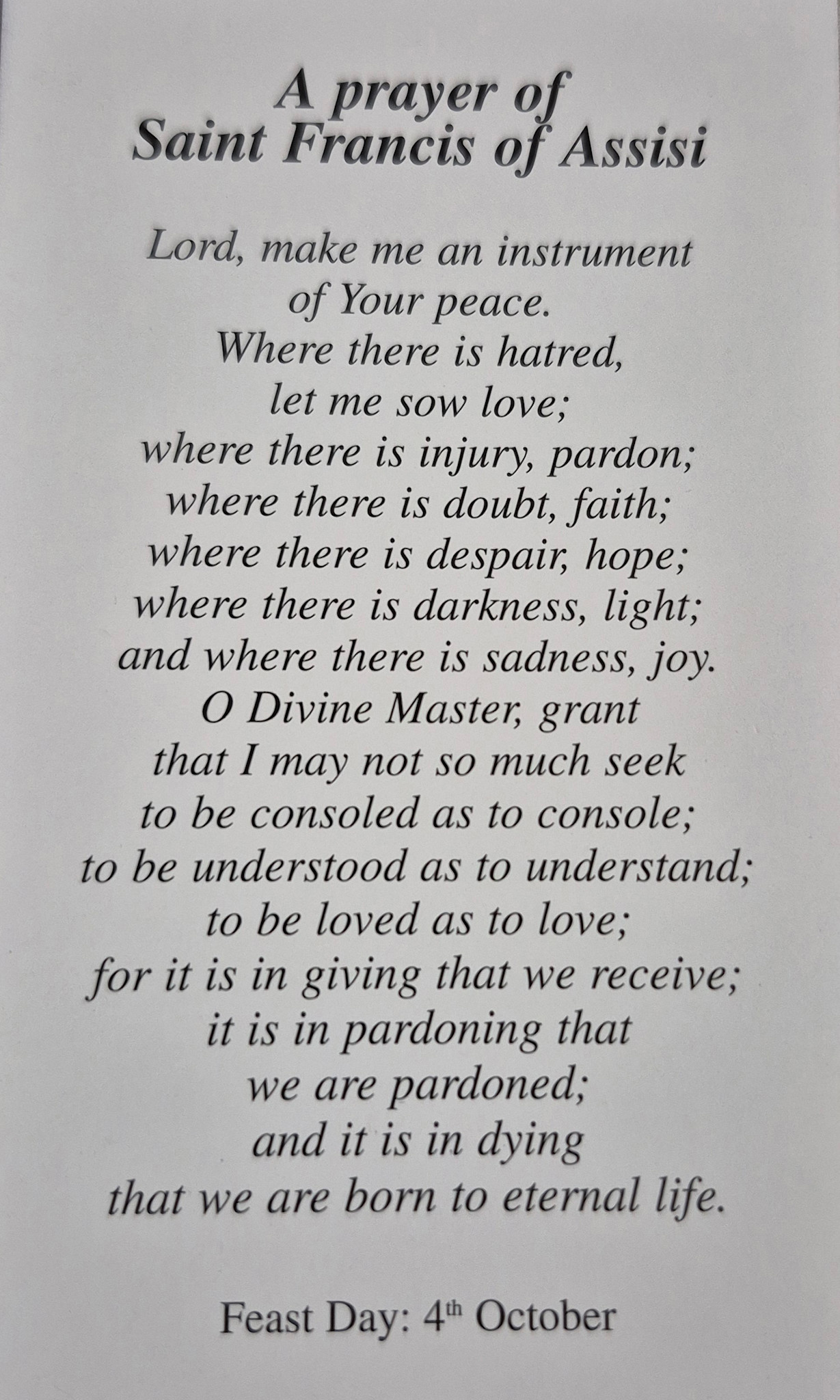 A Prayer of Saint Francis of Assisi