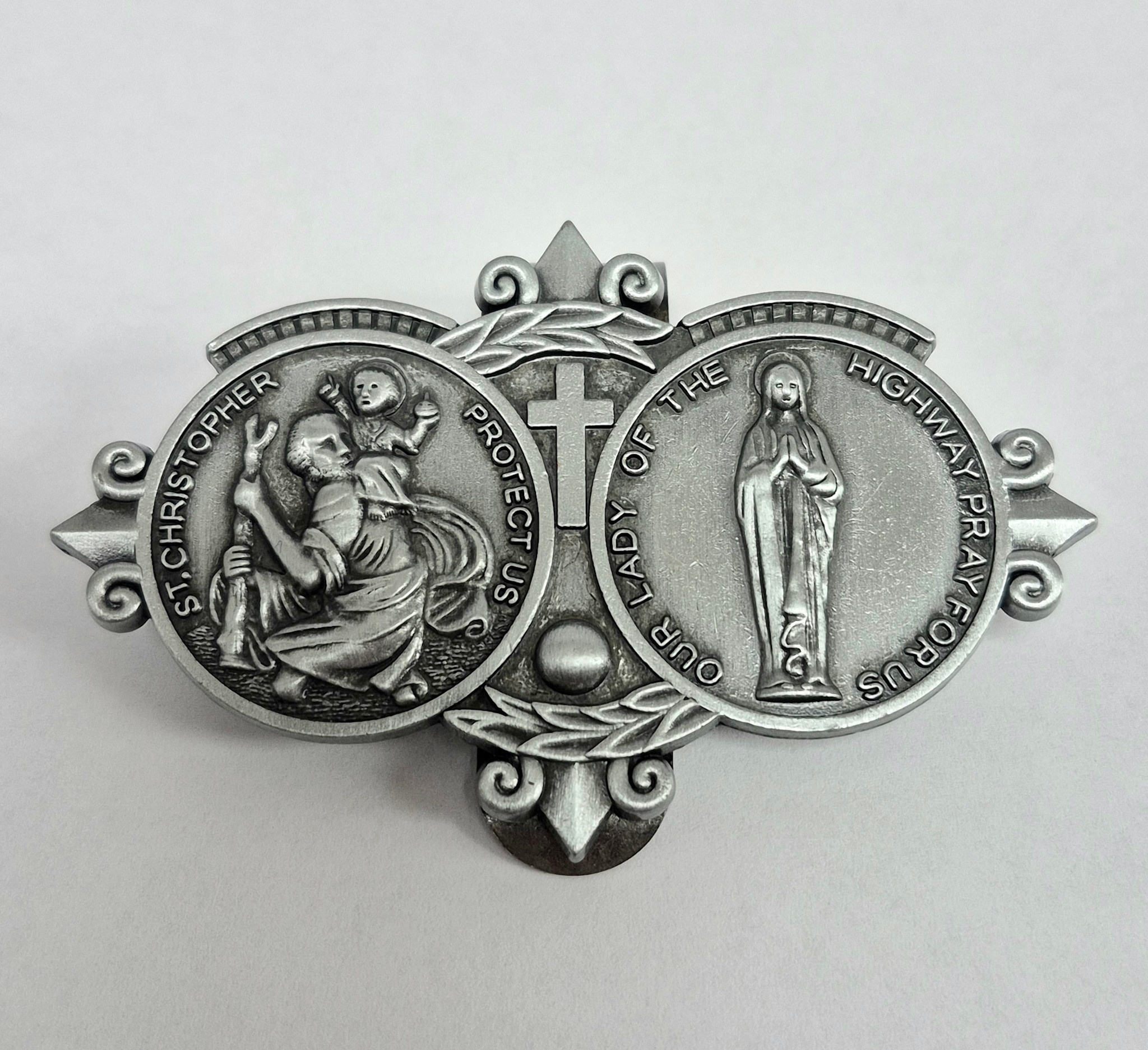 St Christopher and Our Lady of the Highway Visor Clip