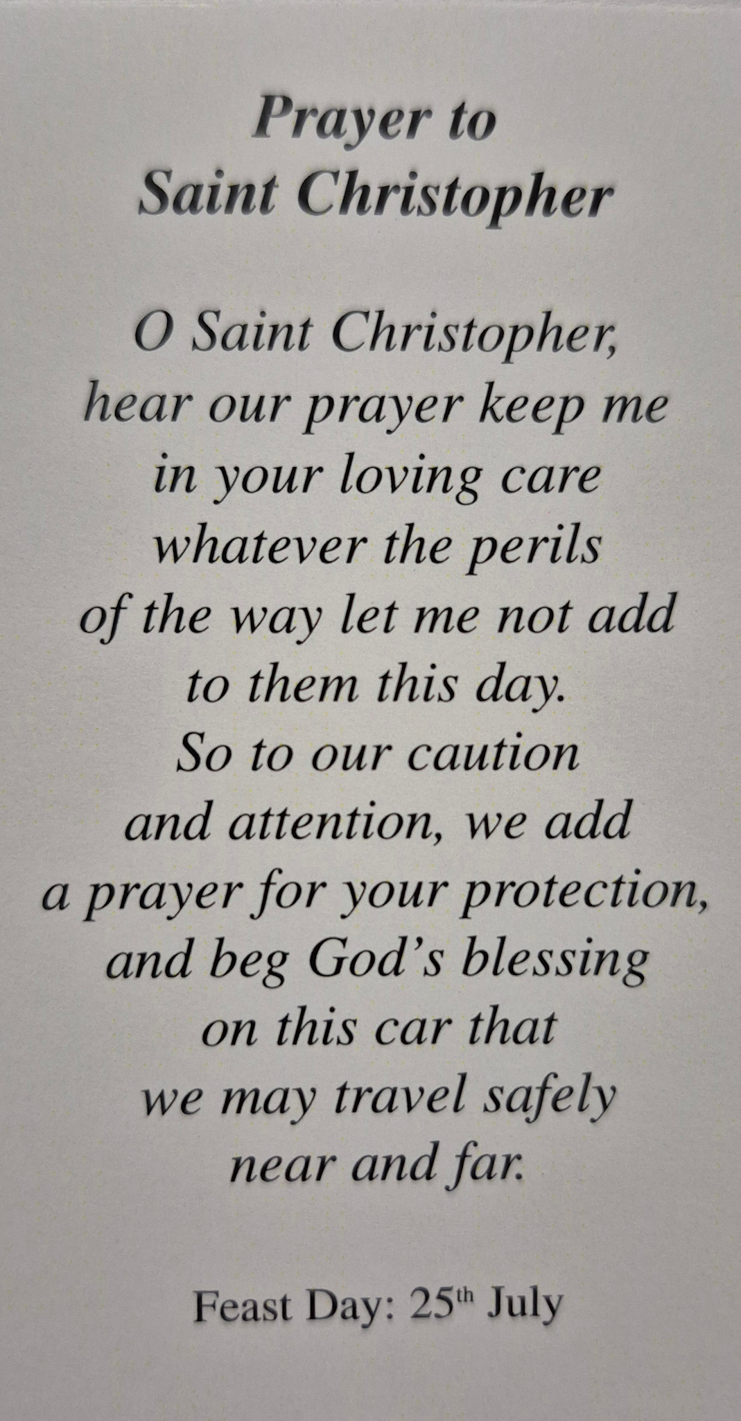 Prayer to Saint Christopher