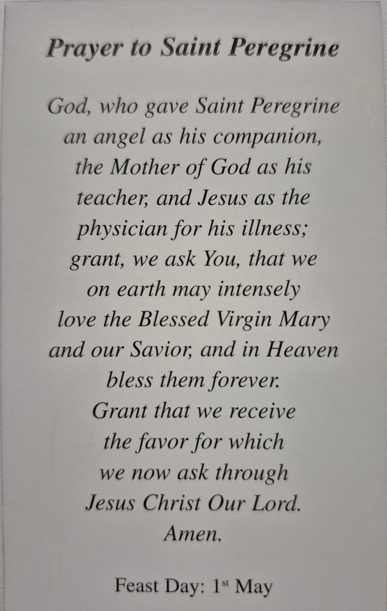 Prayer to Saint Peregrine