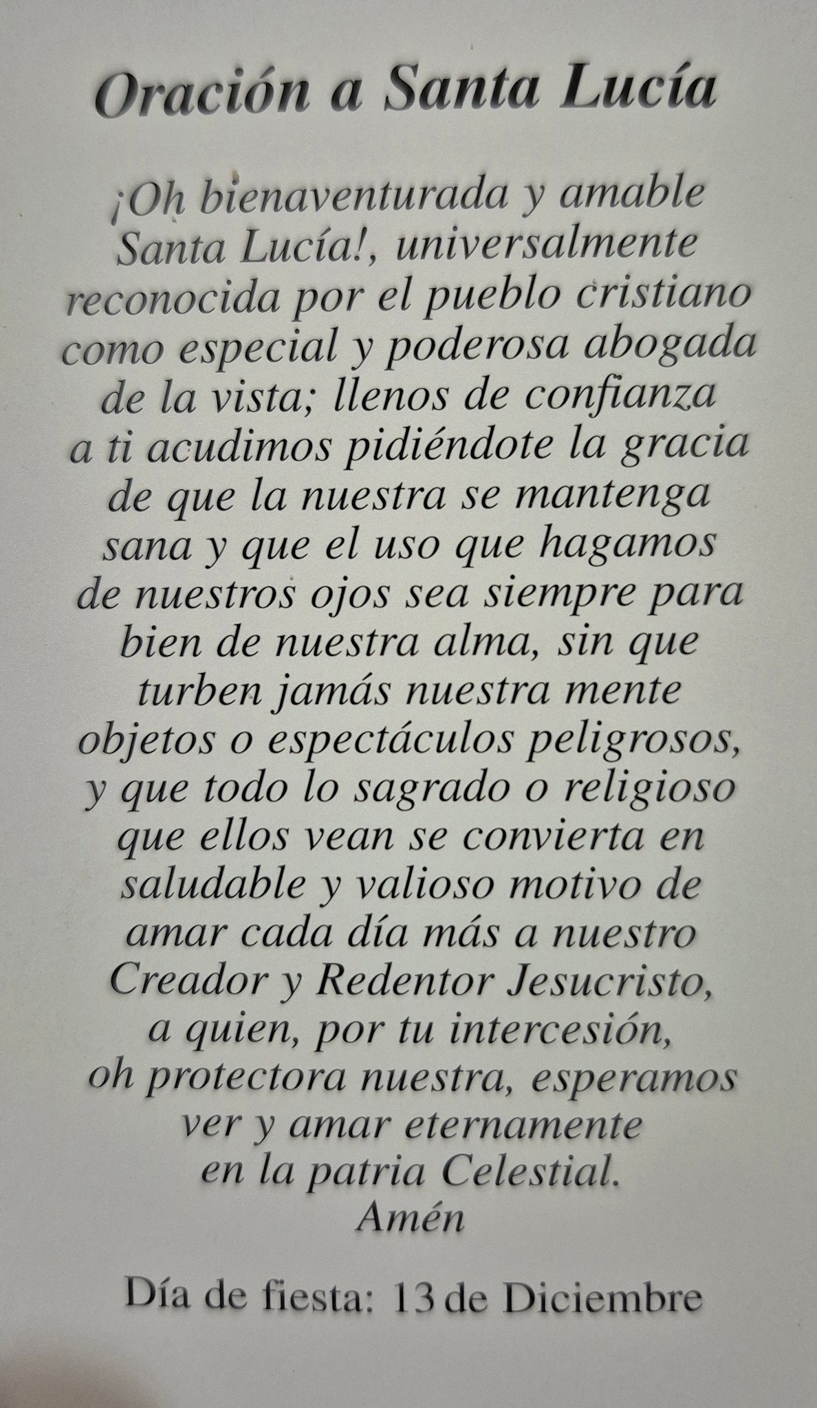 Oracion a Santa Lucia