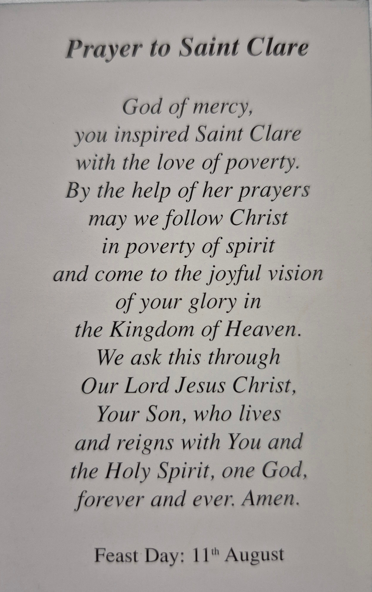 Prayer to Saint Clare