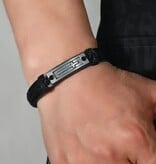 Black Leather Cross Bracelet