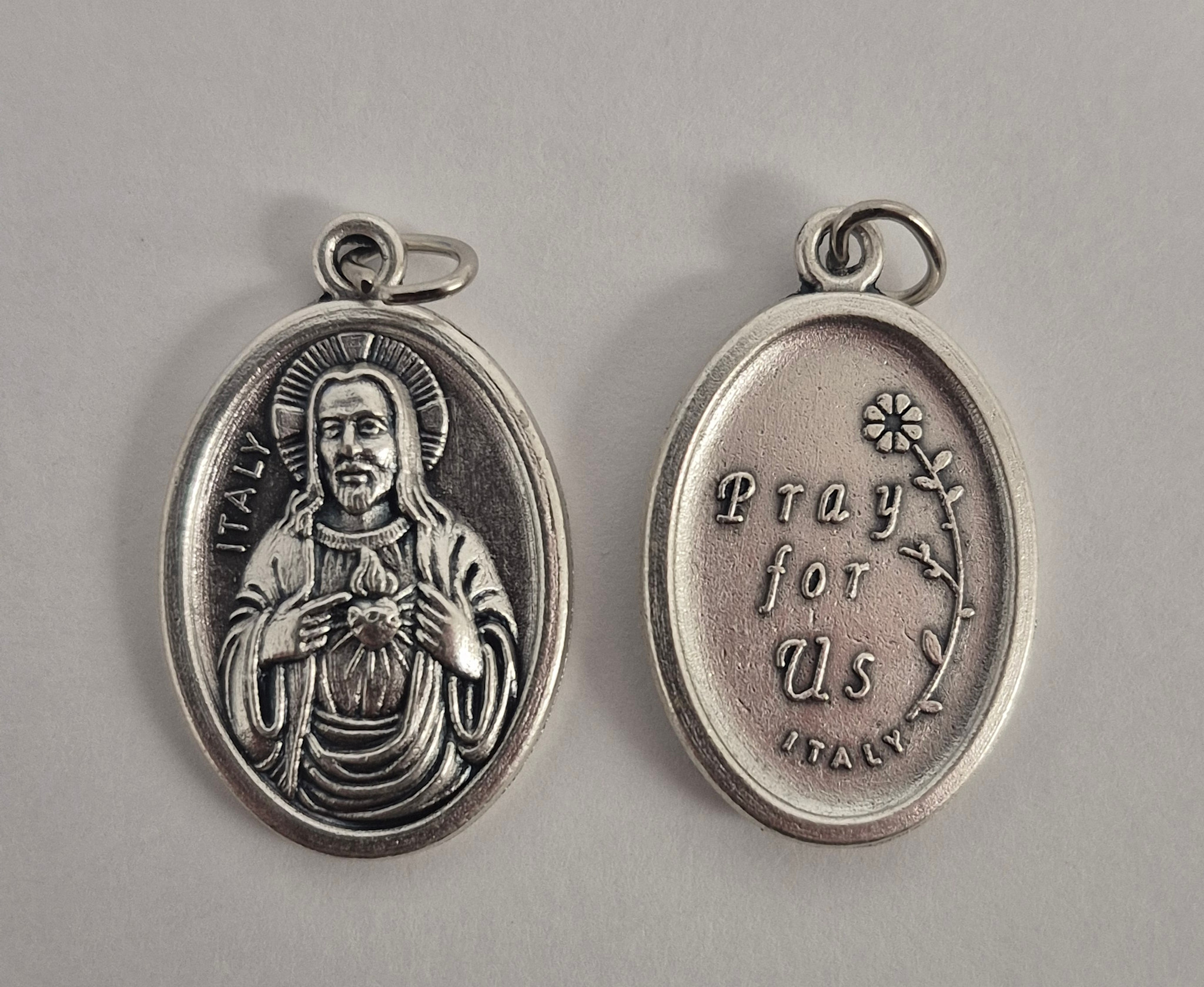 Sacred Heart Oxidized Medal
