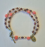 Miraculous Mother Pink Rose Rosary Bracelet