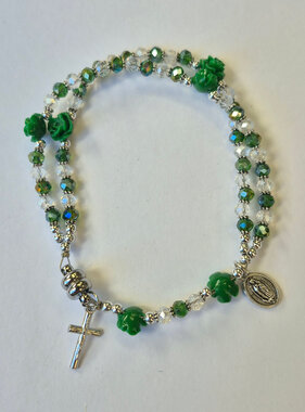 Miraculous Mother Green Rose Rosary Bracelet