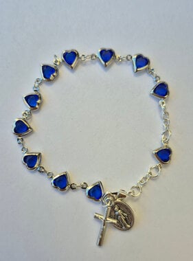 Miraculous Medal Blue Heart Rosary Bracelet
