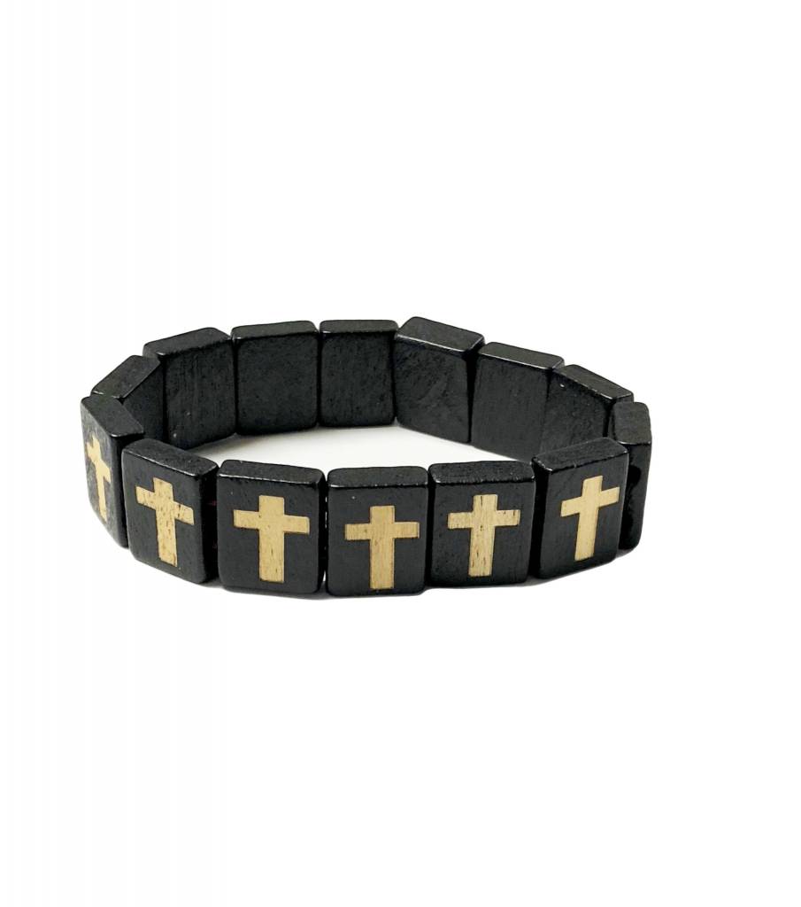 Dark Wood Cross Bracelet