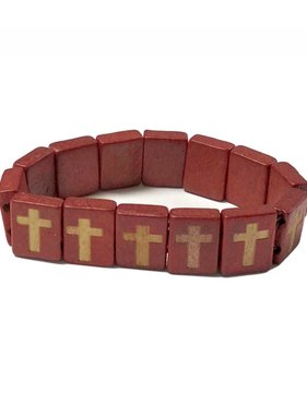 Red Wood Cross Bracelet