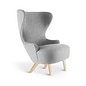 Wingback microchair Kvadrat Divine 3 grey natural legs. Sold by 2