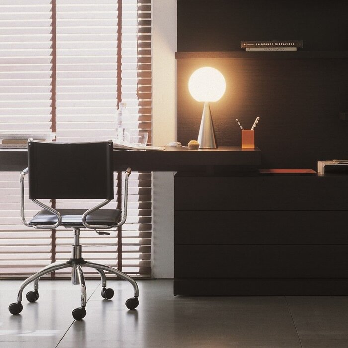 Bilia Table Lamp, Nickel/White Fontana Arte