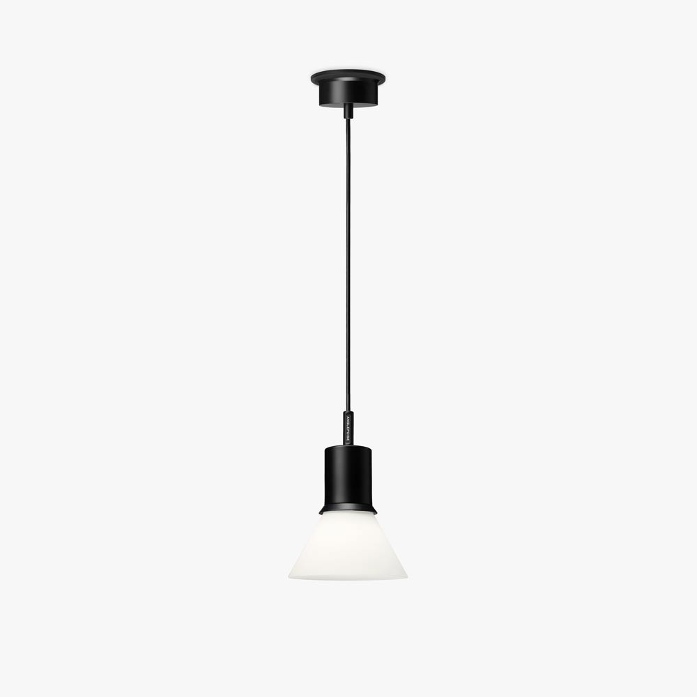 Pendentif Type 80 Noir Mat - Verre Opale