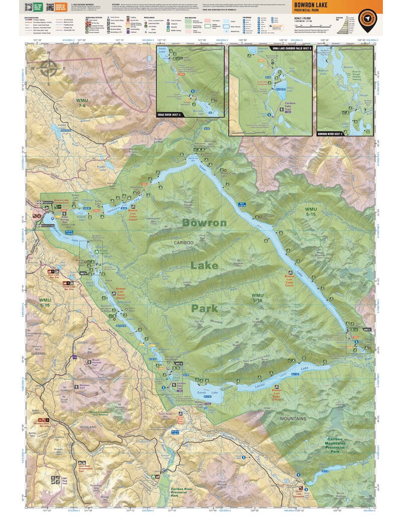 Backroad Maps BRMB Bowron Lake Provincial Park BC -Destination Map WP