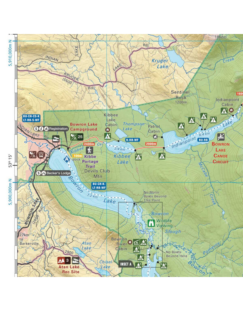 Backroad Maps BRMB Bowron Lake Provincial Park BC -Destination Map WP