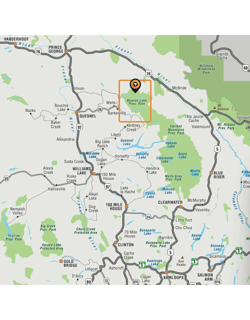 Backroad Maps BRMB Bowron Lake Provincial Park BC -Destination Map WP