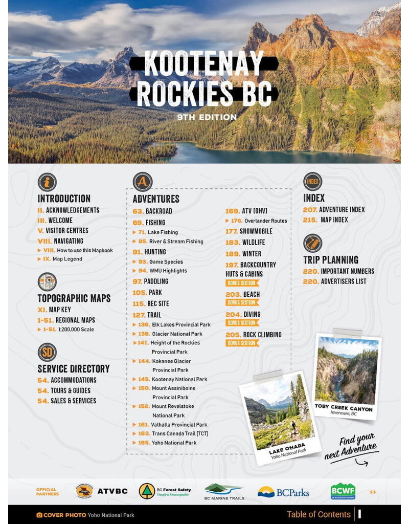Backroad Maps BRMB Kootenay Rockies BC Spiral-9th