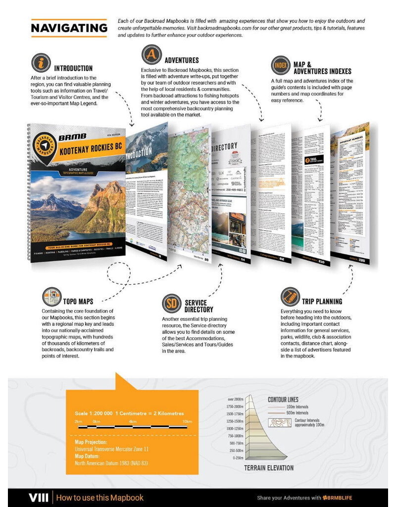 Backroad Maps BRMB Kootenay Rockies BC Spiral-9th