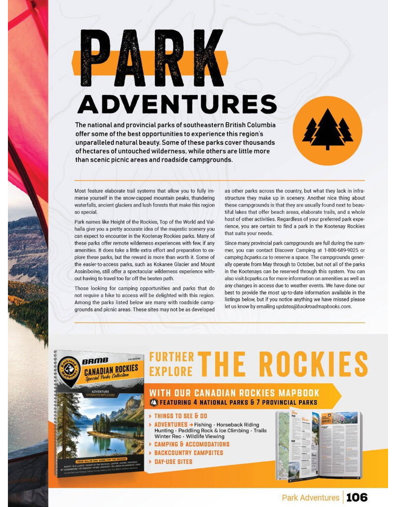Backroad Maps BRMB Kootenay Rockies BC Spiral-9th