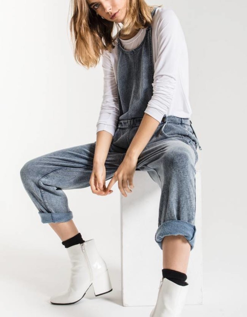 knit denim overalls