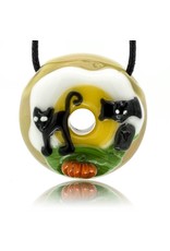 KGB x Sarah Marblesbee FF Black Cat & Graveyard Donut Pendant KGB x Sarah Marblesbee