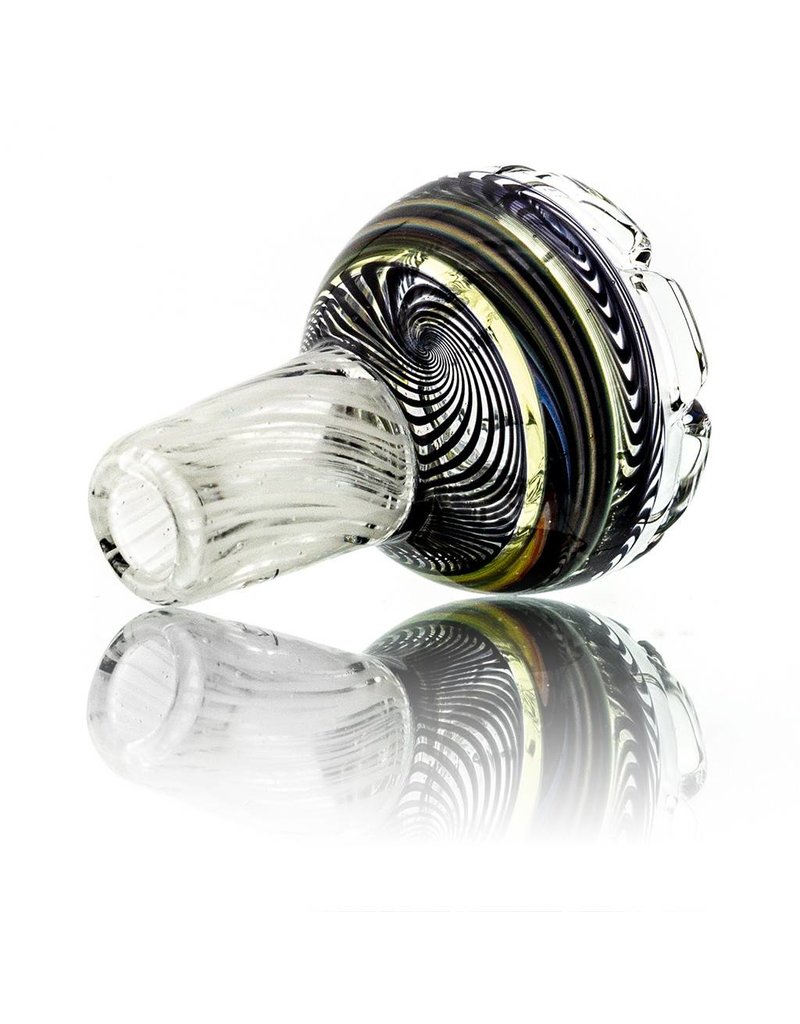 Mystic Family Glass Four Section Cold Cut 14mm Glass Bowl Slide w/ UV Encalmo by Mystic Family Glass