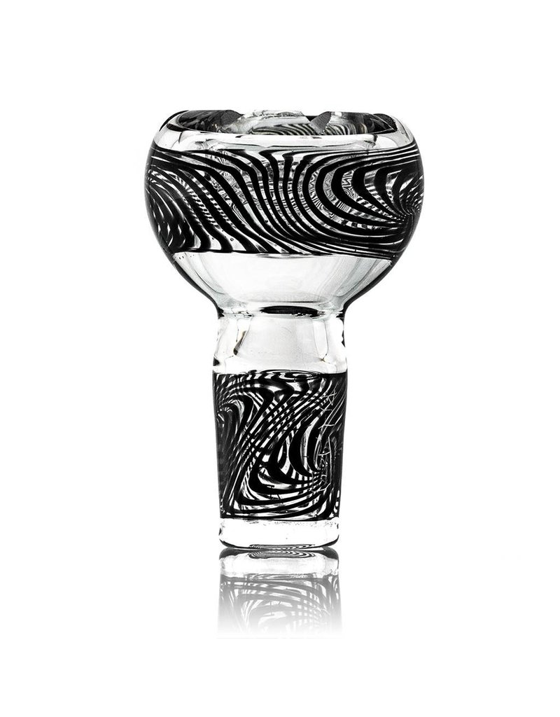 Mystic Family Glass 14mm (M) Bong Bowl Slide Cold Cut Bubble w/ BLACK Linework by Mystic Family Glass