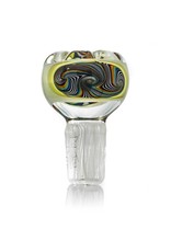 Mystic Family Glass 14mm (M) Bong Bowl Slide Cold Cut Bubble w/ UV Glass Accents by Mystic Family Glass