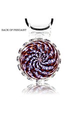 Mystic Family Glass Red Ribbon Coil Cold Cut Glass Pendant by Mystic Family Glass