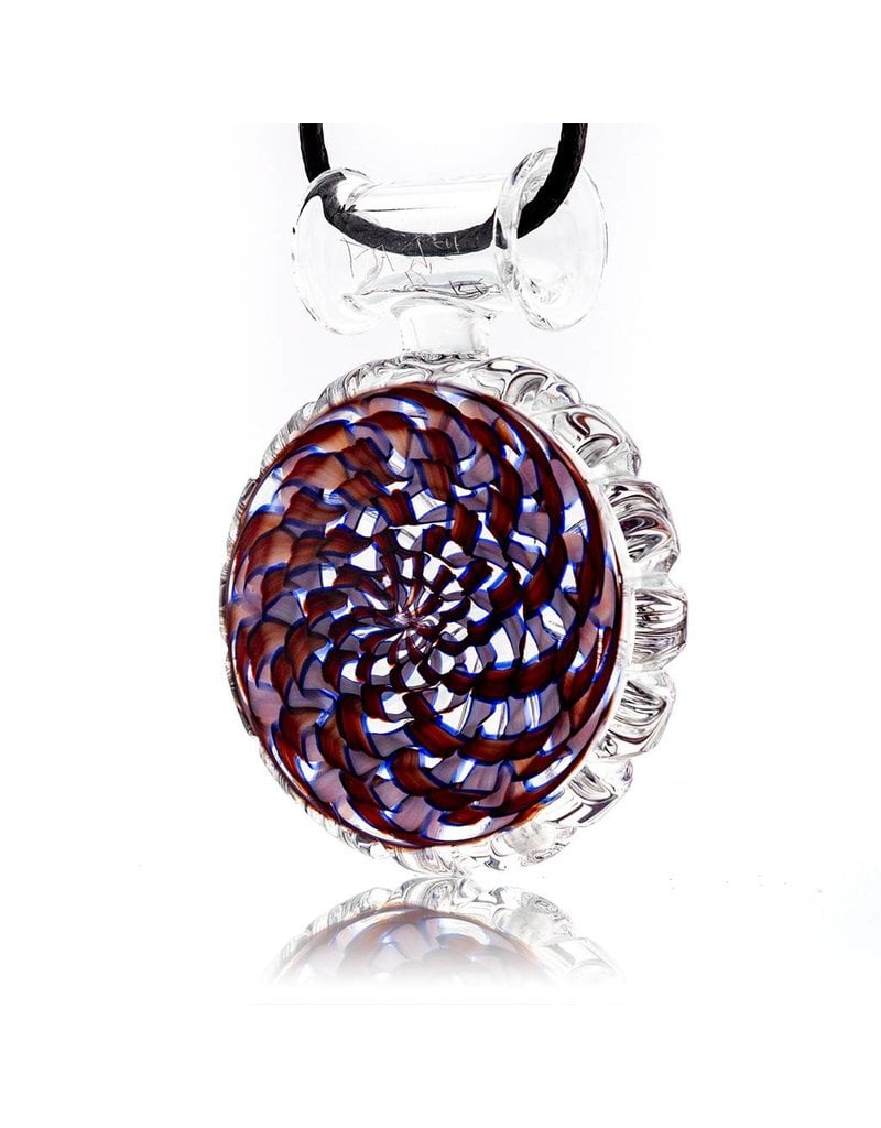 Mystic Family Glass Red Ribbon Coil Cold Cut Glass Pendant by Mystic Family Glass