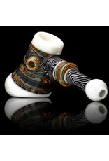 Mystic Family Glass Fully Worked & White Glass Hammer Dry Pipe by Mystic Family Glass