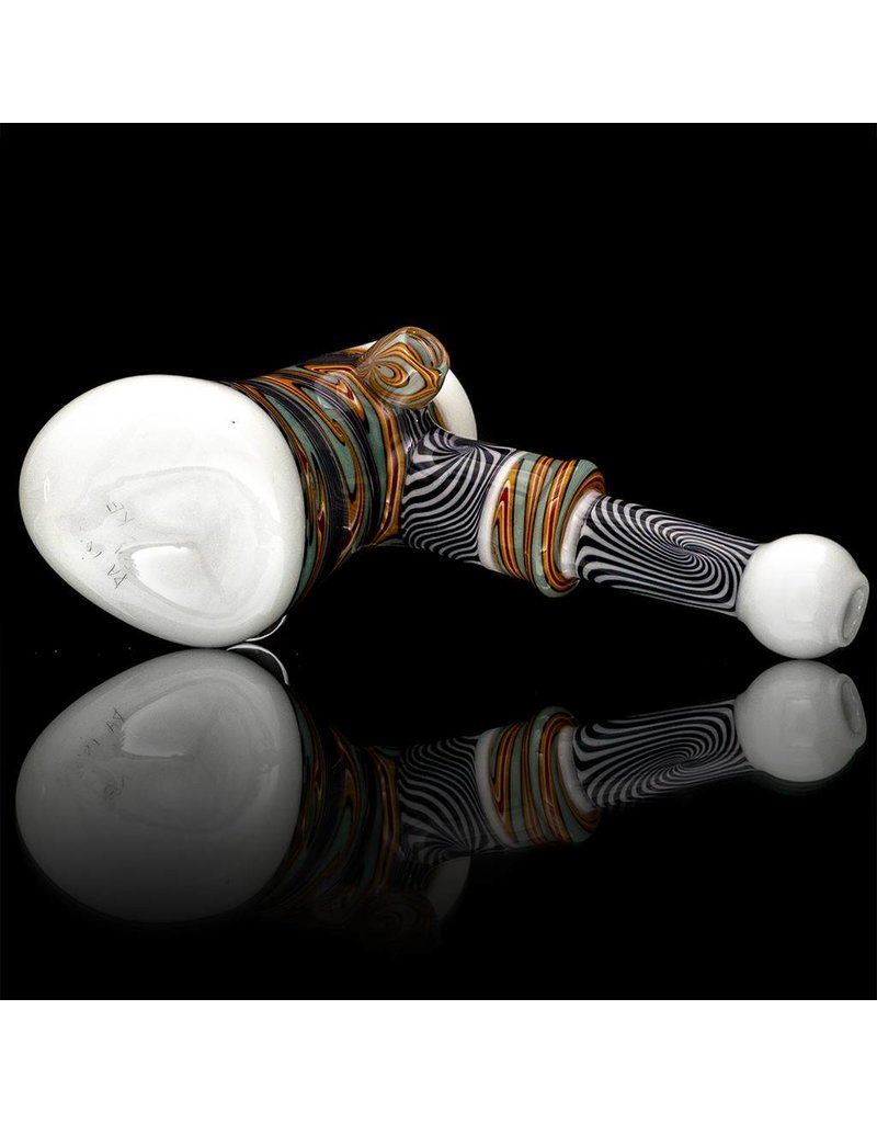 Mystic Family Glass Fully Worked & White Glass Hammer Dry Pipe by Mystic Family Glass