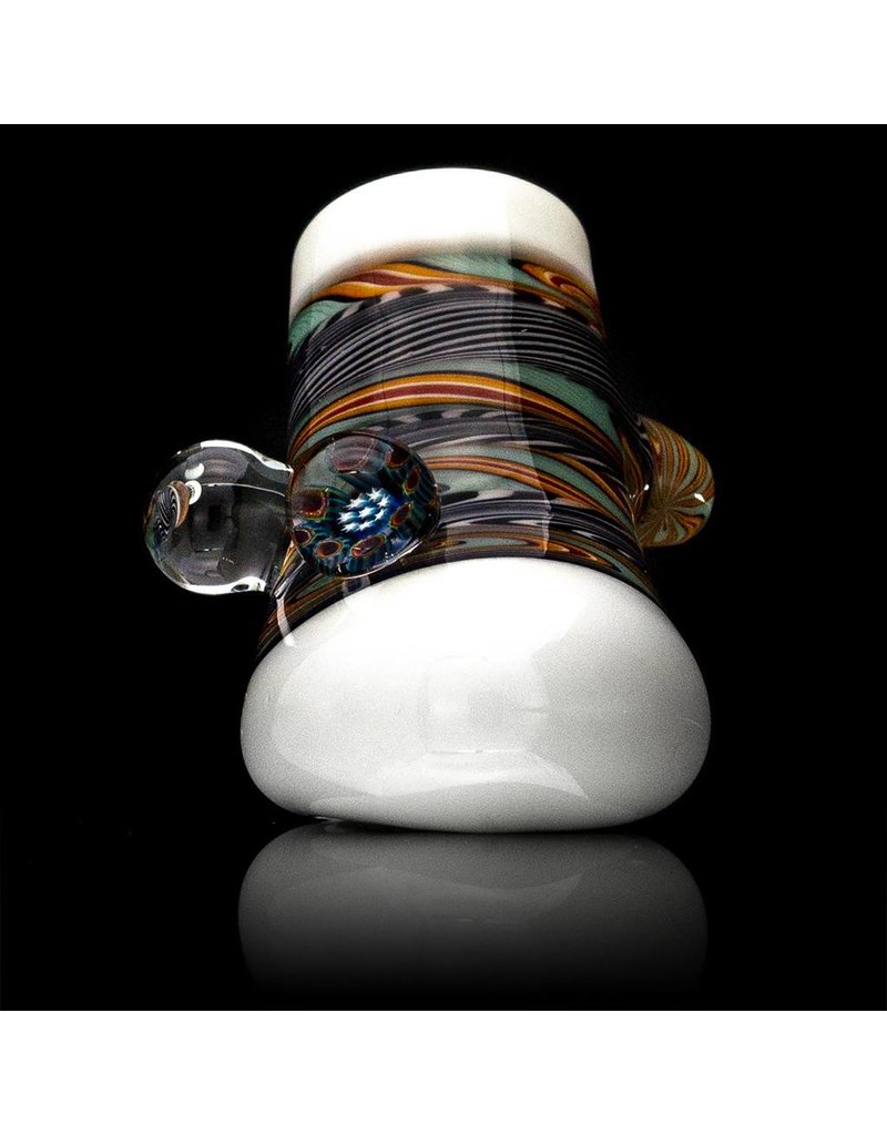 Mystic Family Glass Fully Worked & White Glass Hammer Dry Pipe by Mystic Family Glass