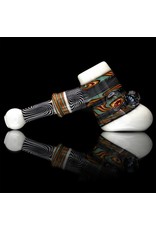 Mystic Family Glass Fully Worked & White Glass Hammer Dry Pipe by Mystic Family Glass