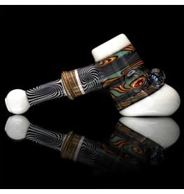 Mystic Family Glass SOLD Fully Worked & White Glass Hammer Dry Pipe by Mystic Family Glass