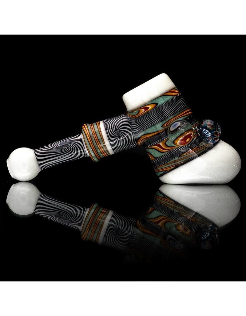 Mystic Family Glass Fully Worked & White Glass Hammer Dry Pipe by Mystic Family Glass