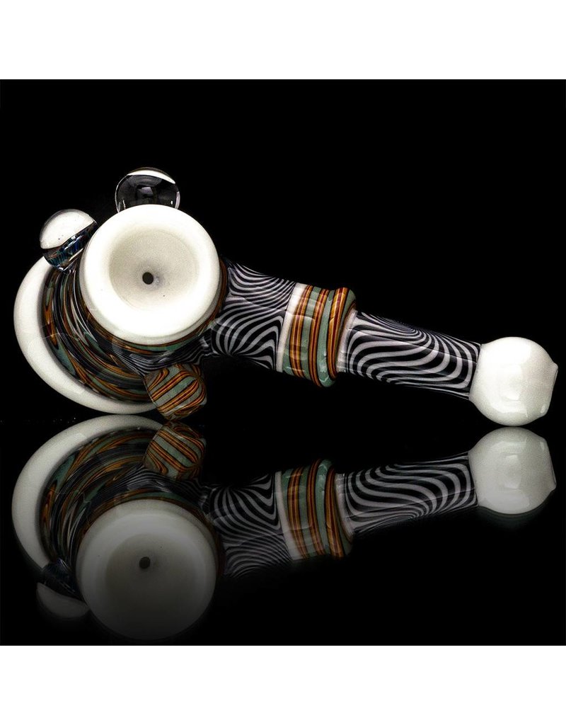 Mystic Family Glass Fully Worked & White Glass Hammer Dry Pipe by Mystic Family Glass