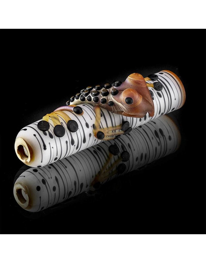 Kevin Engelmann Witch DR. Frosted Birch Frog Glass Chillum One Hitter  (D)