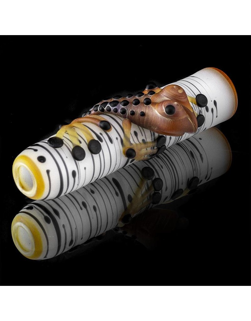 Kevin Engelmann Witch DR. Frosted Birch Frog Glass Chillum One Hitter  (B)