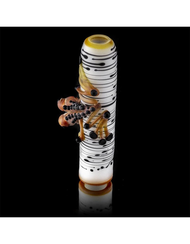 Kevin Engelmann Witch DR. Frosted Birch Frog Glass Chillum One Hitter  (B)