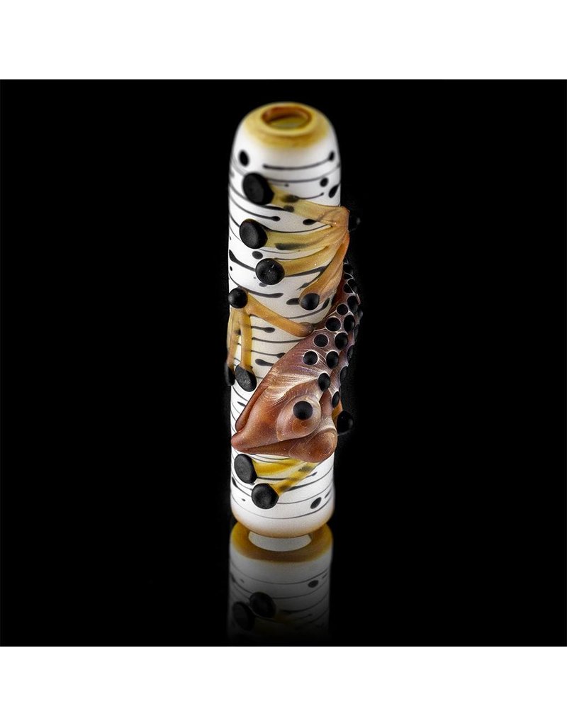 Kevin Engelmann Witch DR. Frosted Birch Frog Glass Chillum One Hitter  (C)