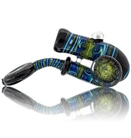 SOLD Fully Worked Glass Sherlock Dry Pipe by Mike Fro (A)