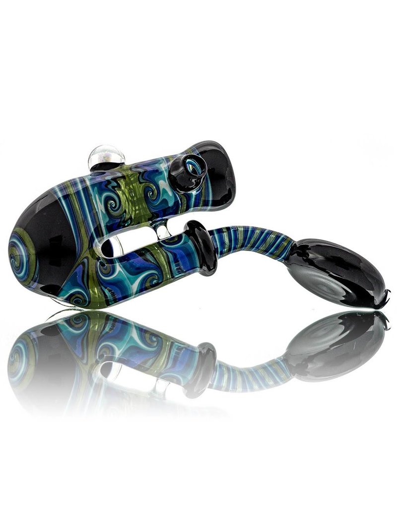 Fully Worked Glass Sherlock Dry Pipe by Mike Fro (A)