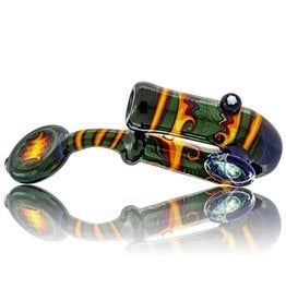 SOLD Fully Worked Glass Sherlock Dry Pipe by Mike Fro (B)