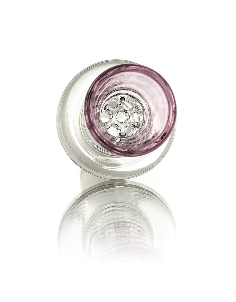 14mm (M) Glass Bowl Slide PINK w/ 7-Hole Glass Screen Honeycomb