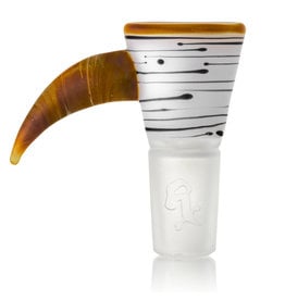Witch DR SOLD 18mm Frosted Glass Bong Bowl Funnel Slide Engelmann Birch w/ Caramel Horn (C) by Witch DR