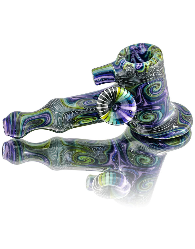 Dan Longden Glass Pipe by Dan Longden Dark Green Hammer Dry Pipe (A)