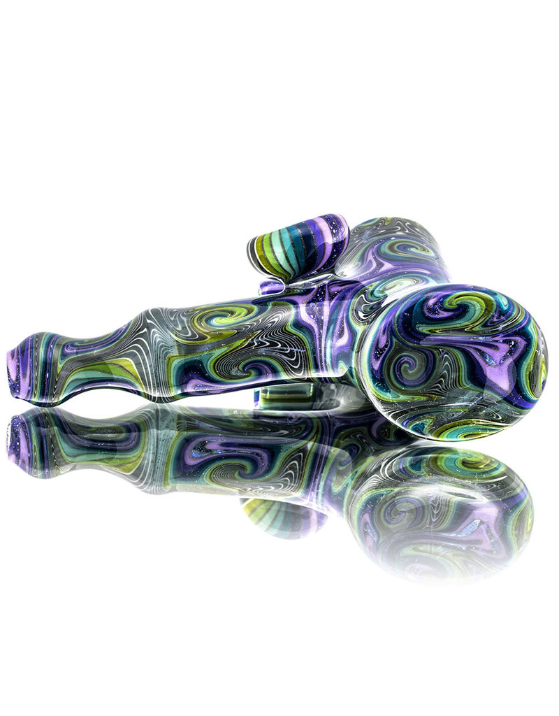 Dan Longden Glass Pipe by Dan Longden Dark Green Hammer Dry Pipe (A)