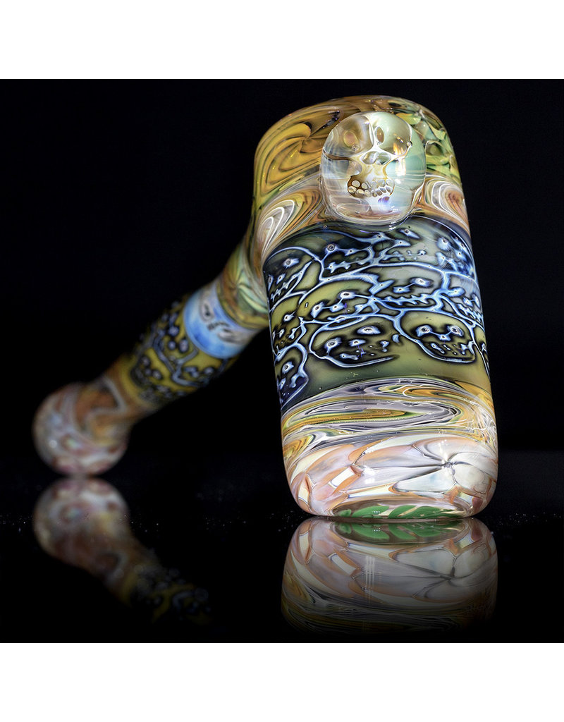 Hugh Glass Skull Tech Glass Hammer Dry Pipe w/ Skull Marble by Hugh Glass