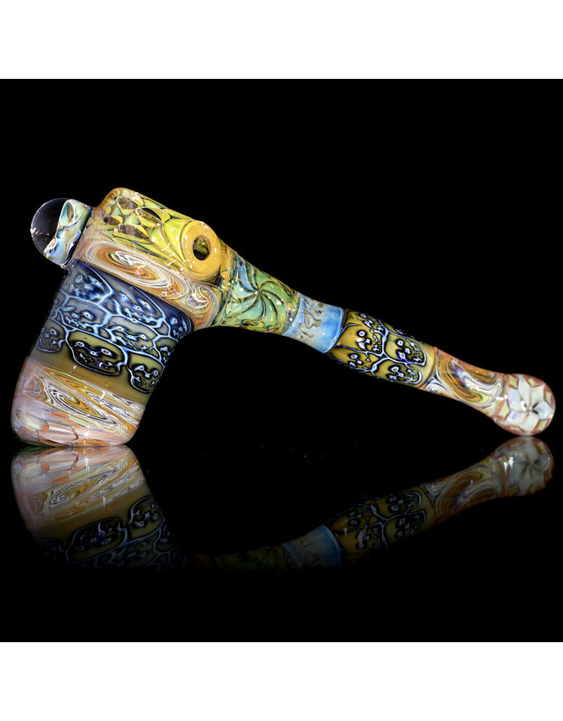 Hugh Glass Skull Tech Glass Hammer Dry Pipe w/ Skull Marble by Hugh Glass