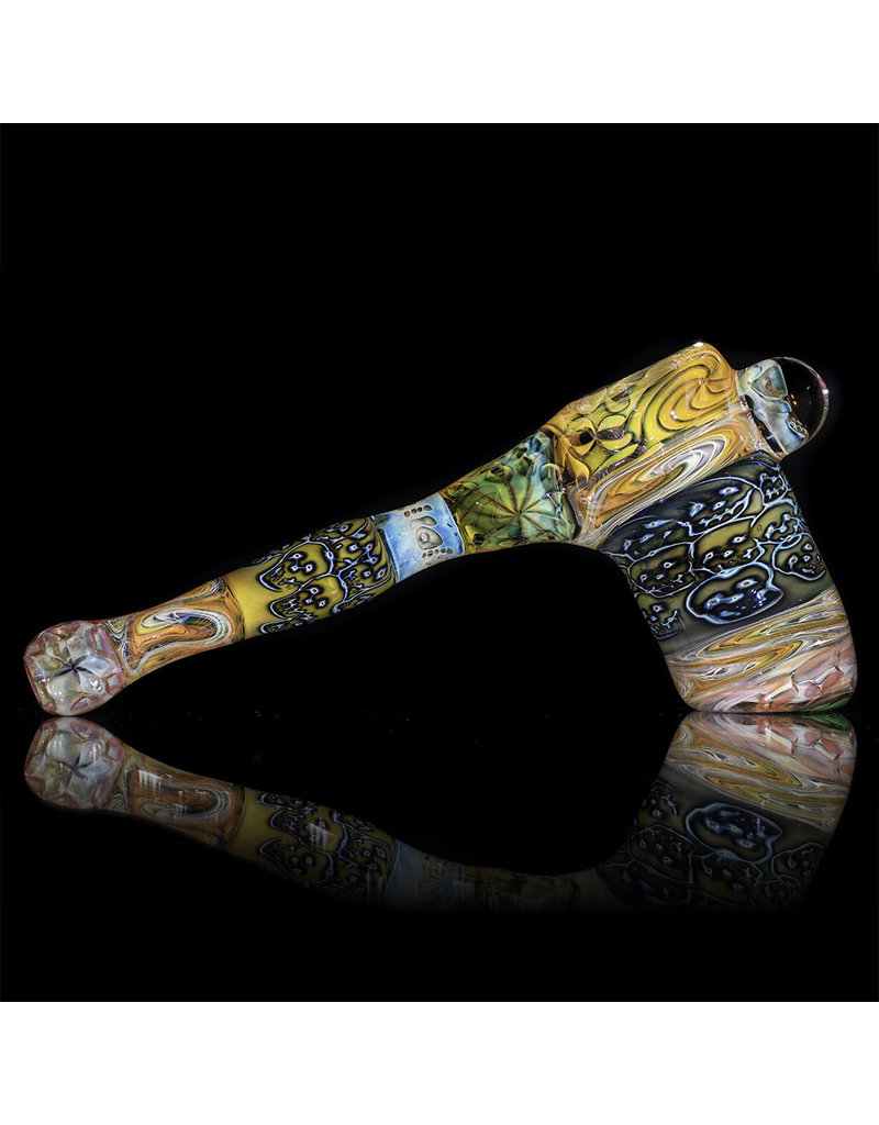 Hugh Glass Skull Tech Glass Hammer Dry Pipe w/ Skull Marble by Hugh Glass